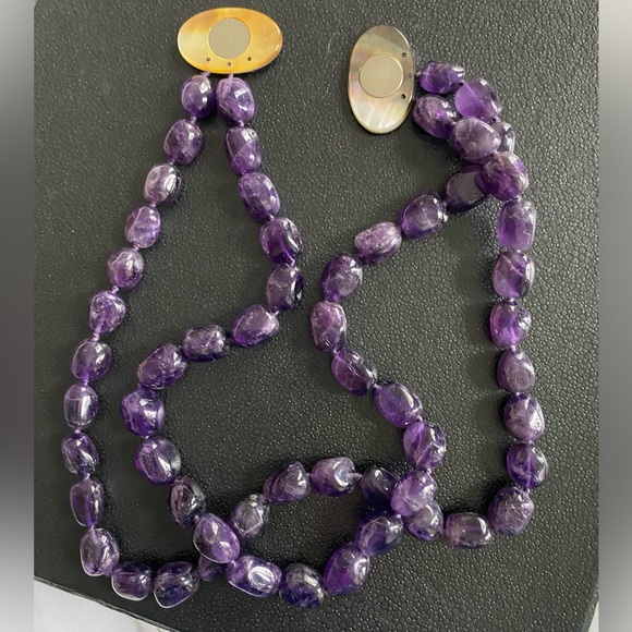 Genuine Amethyst with Abalone Clasp Necklace - Picture 5 of 7